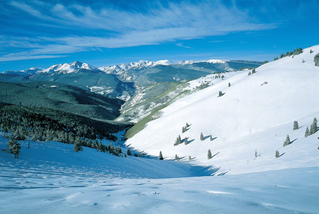 Scenic winter image of vail on sunny day