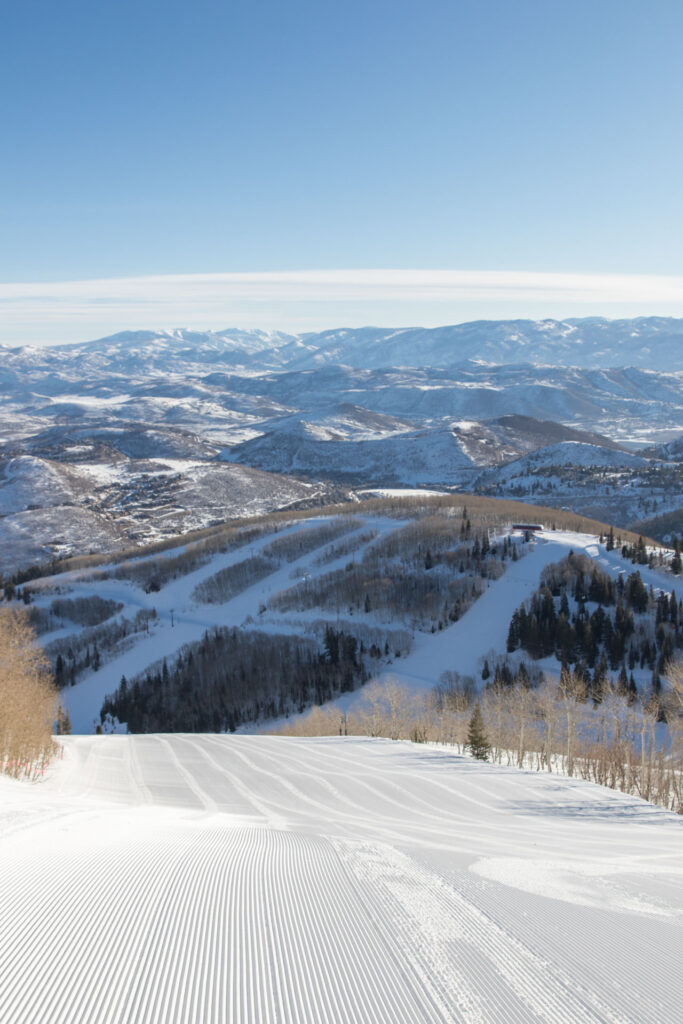 Scenic view of Park city mountain on a blue day