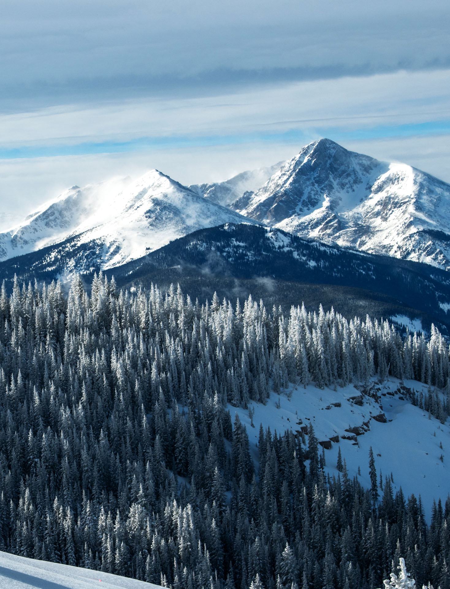 Scenic image of Vail mountain covered in snow