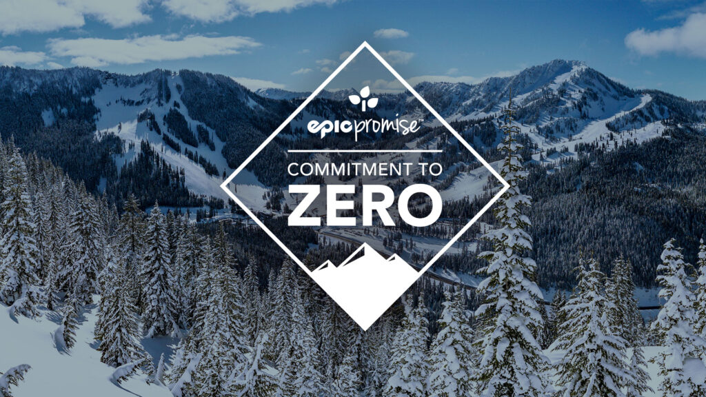 Scenic Mountain image with copy overlay that reads 'Epic Promise Commitment to Zero'